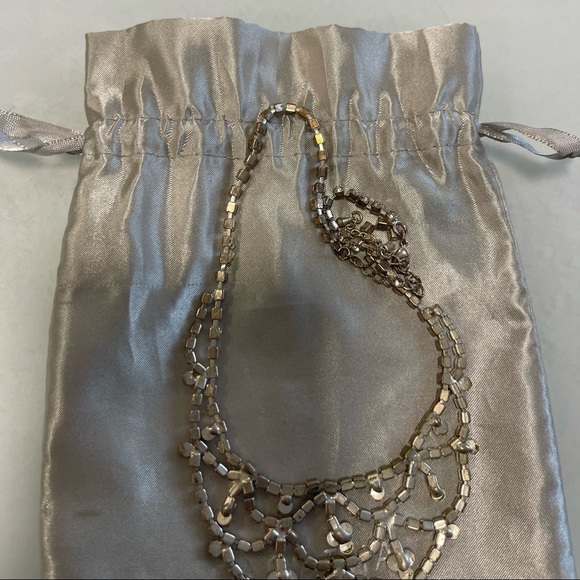 Silver crystal chandelier necklace - statement rhinestone - Picture 6 of 6